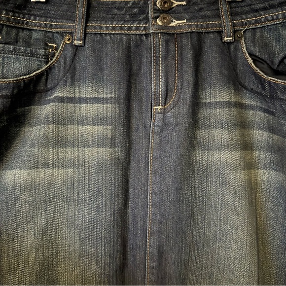 Y2K -MANGO MNG JEANS Skirt Dark Blue Vintage Denim Maxi modest- no slit - Picture 9 of 11